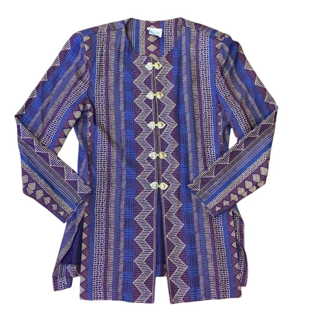 R&M Richards Blouse Snake Sz S Shoulder Pads Purple Rain Funky Ren Faire Cosplay